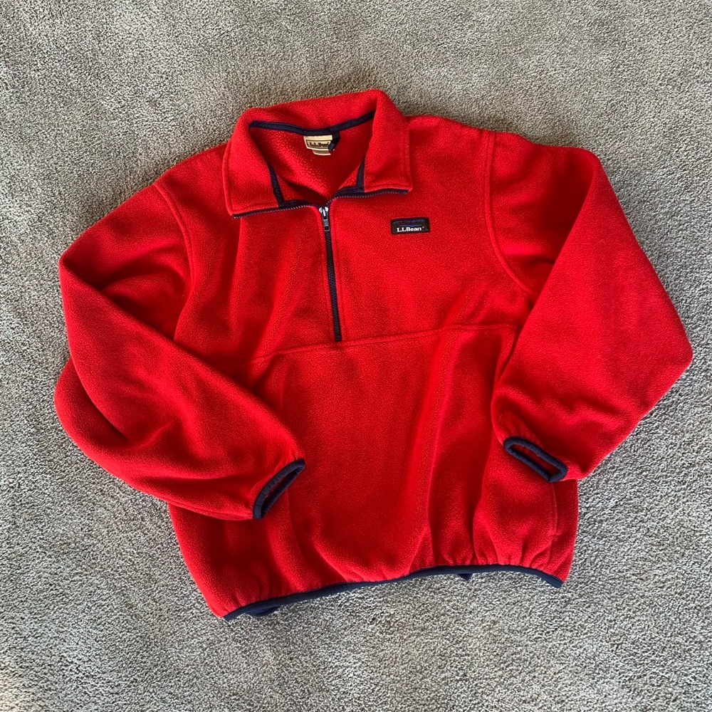 LL Bean Quarter Zip Red Fleece